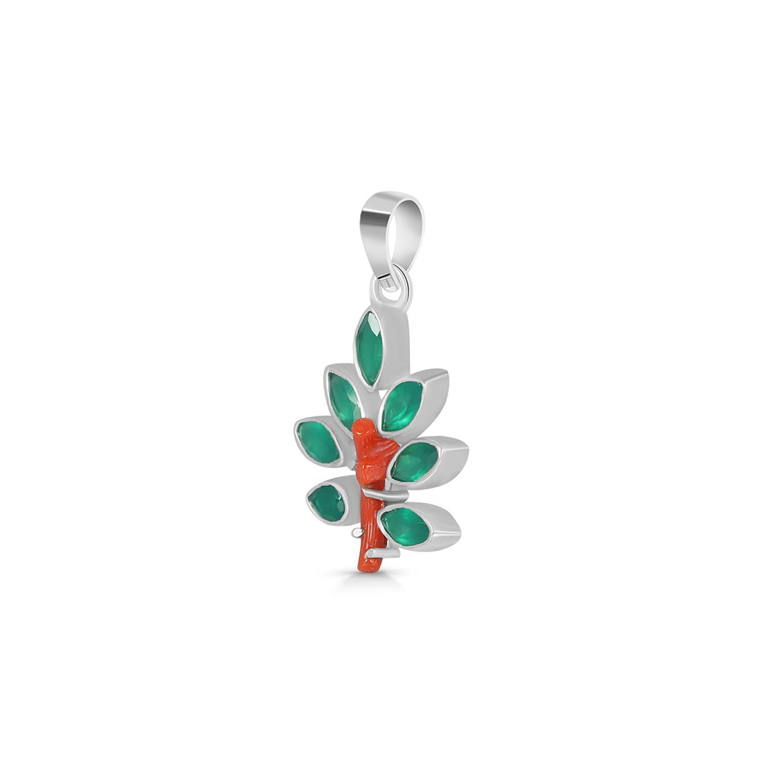Red Coral / Green Onyx Pendant-(COR-P-59)